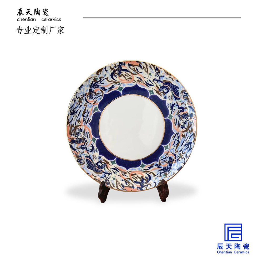 <b>客戶定制 彩繪仿敦煌飛天舞女陶瓷紀念盤</b>