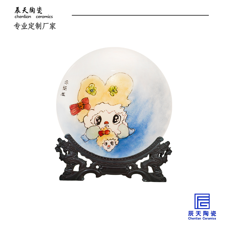 <b>客戶定制 可愛手繪陶瓷紀念盤</b>